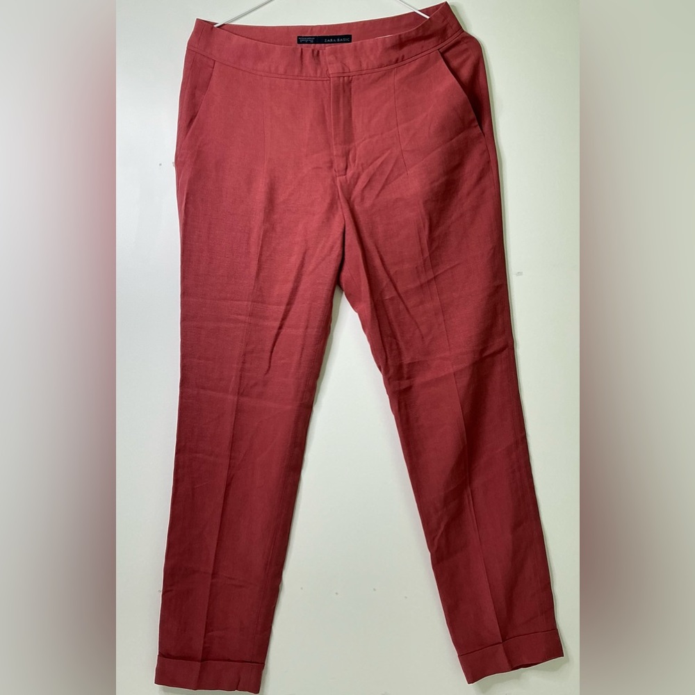 Zara Basic Womens Flare Pants Red Size Small Pre-owned